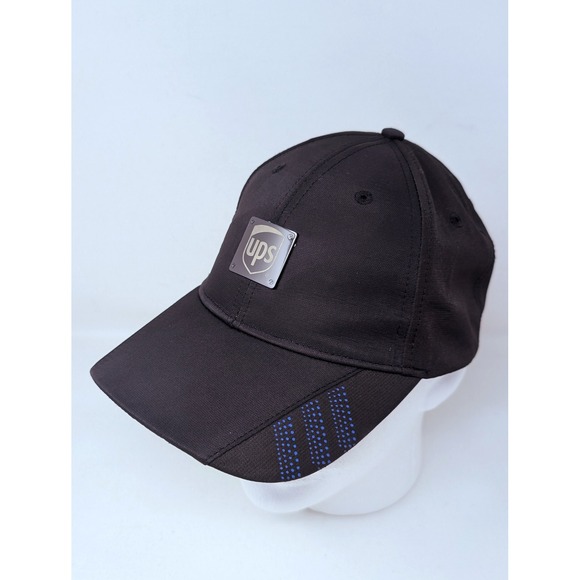 UPS‎ United Parcel Service Baseball Cap Hat Black Metal Logo Strapback